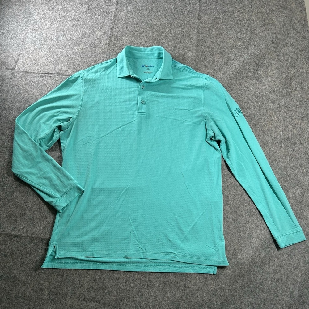 IBKUL Shirt Mens Medium Mint Green UPF 50+ Embroidered Golf Preppy